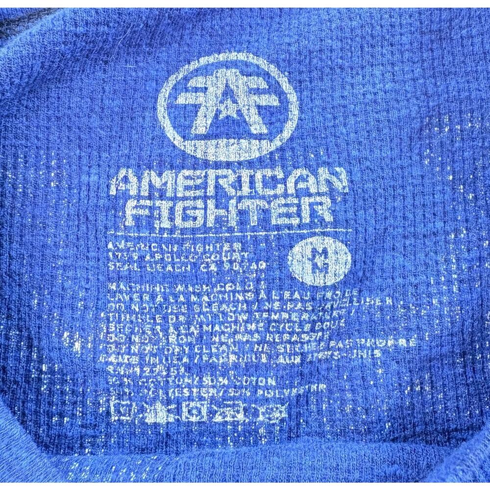 American Fighter Mens Graphic Crew Neck Thermal Long Sleeve Shirt Blue Size M - Picture 4 of 7
